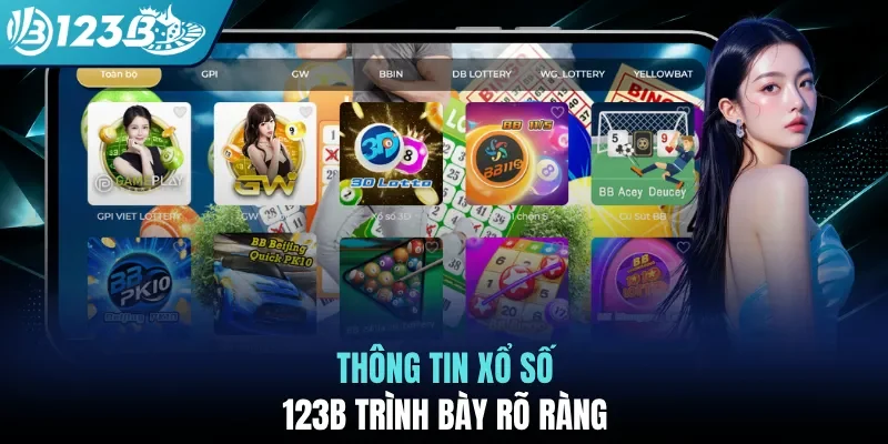 Thông tin xổ số 123B trình bày rõ ràng